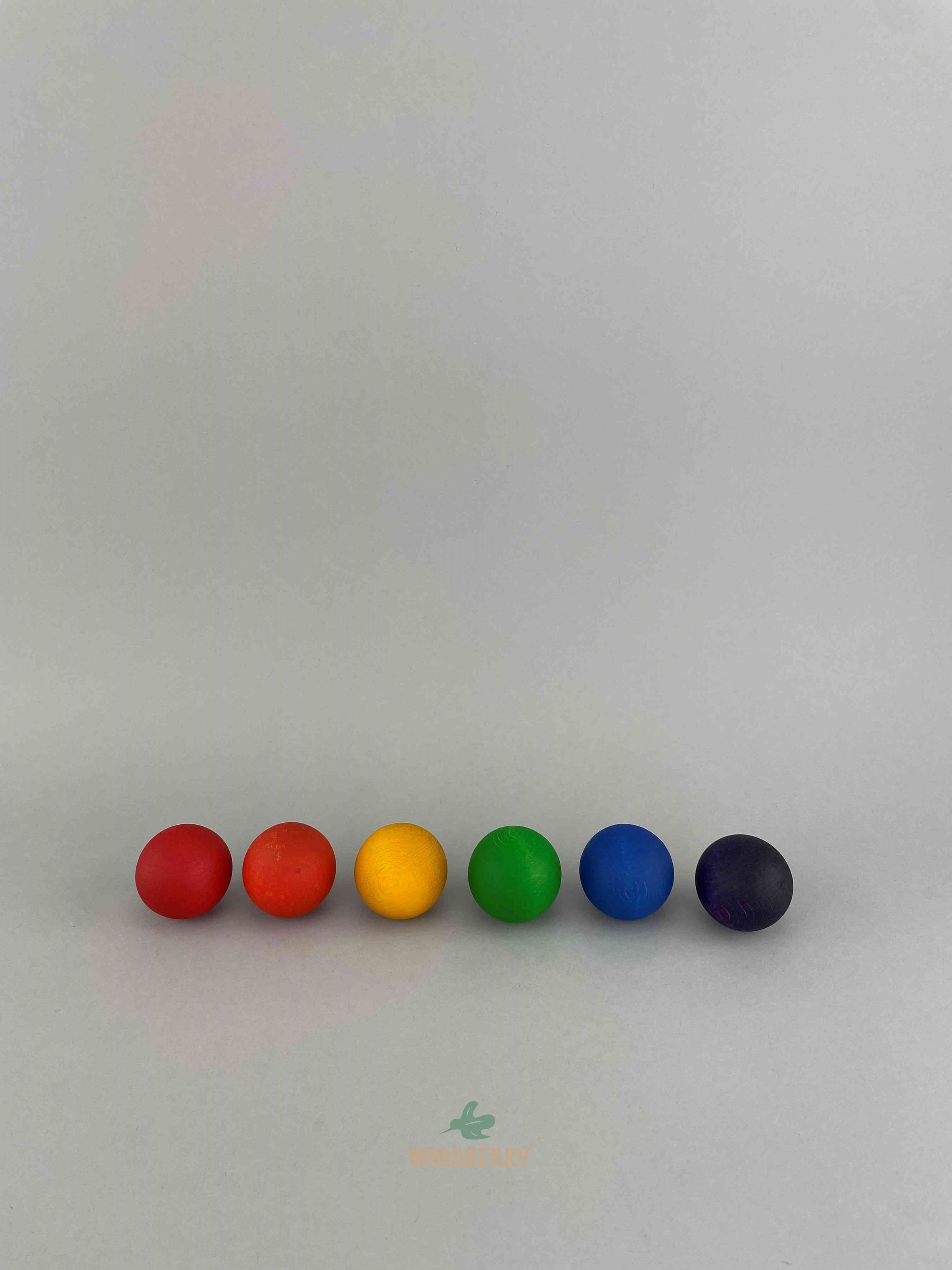 6 Pcs Wooden Balls in Rainbow Colors Diameter 1.8 Inches