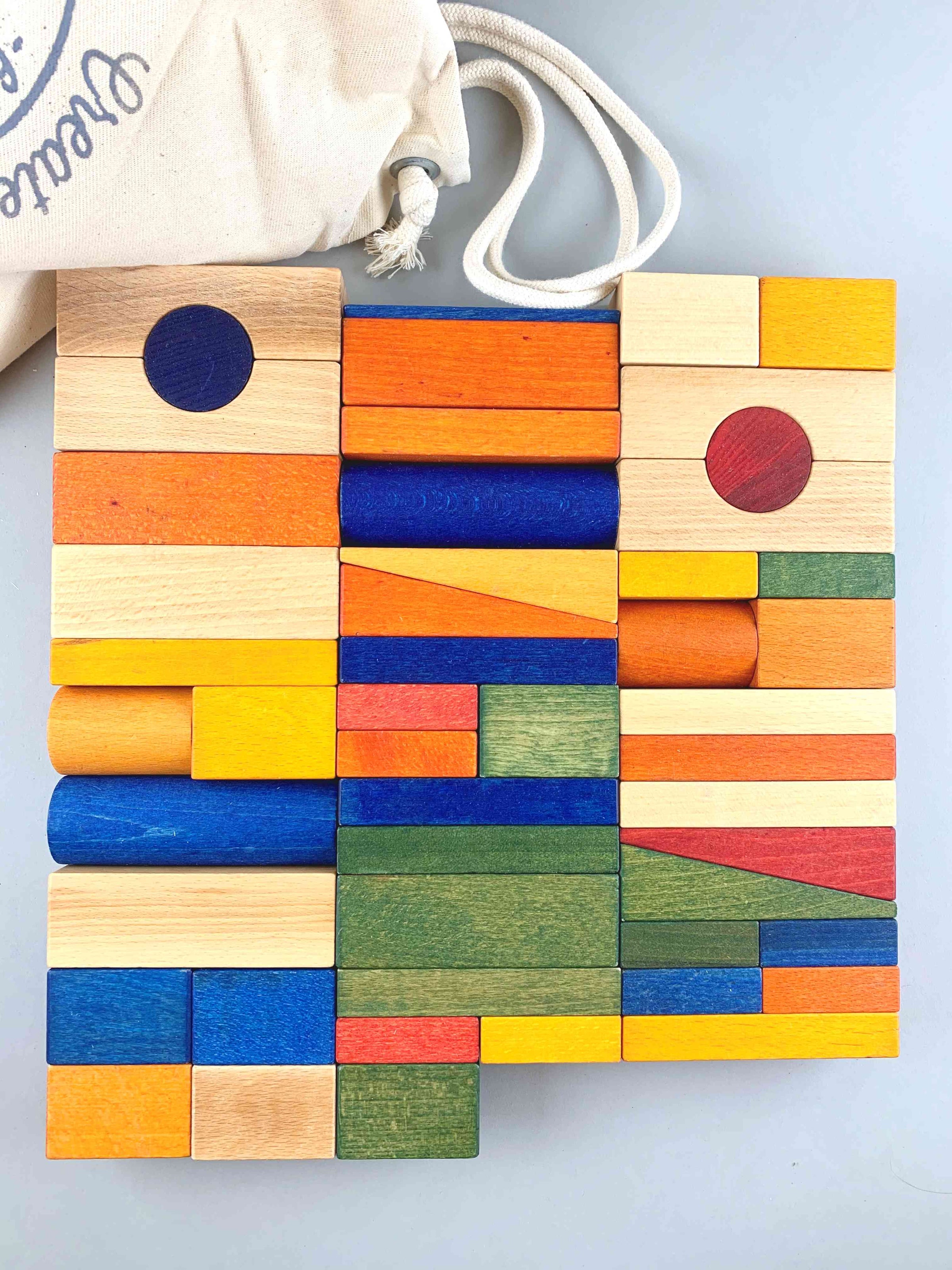 Wooden Story Natural Blocks in Sack XL 50 Pieces